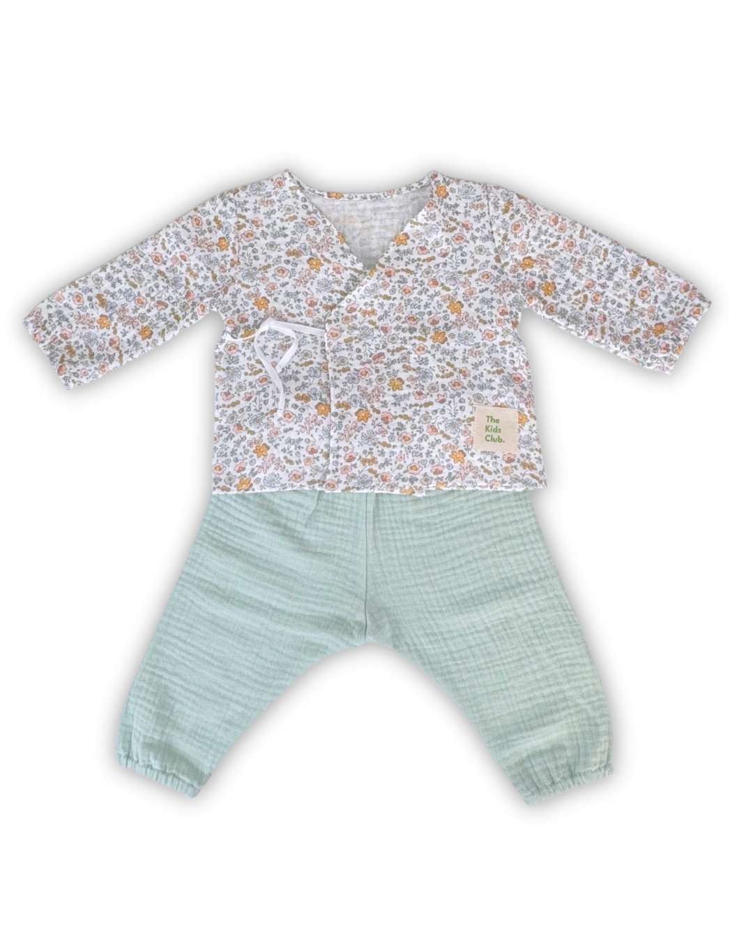 Conjunto de bebé cruzado Flores – Muselina algodón orgánico