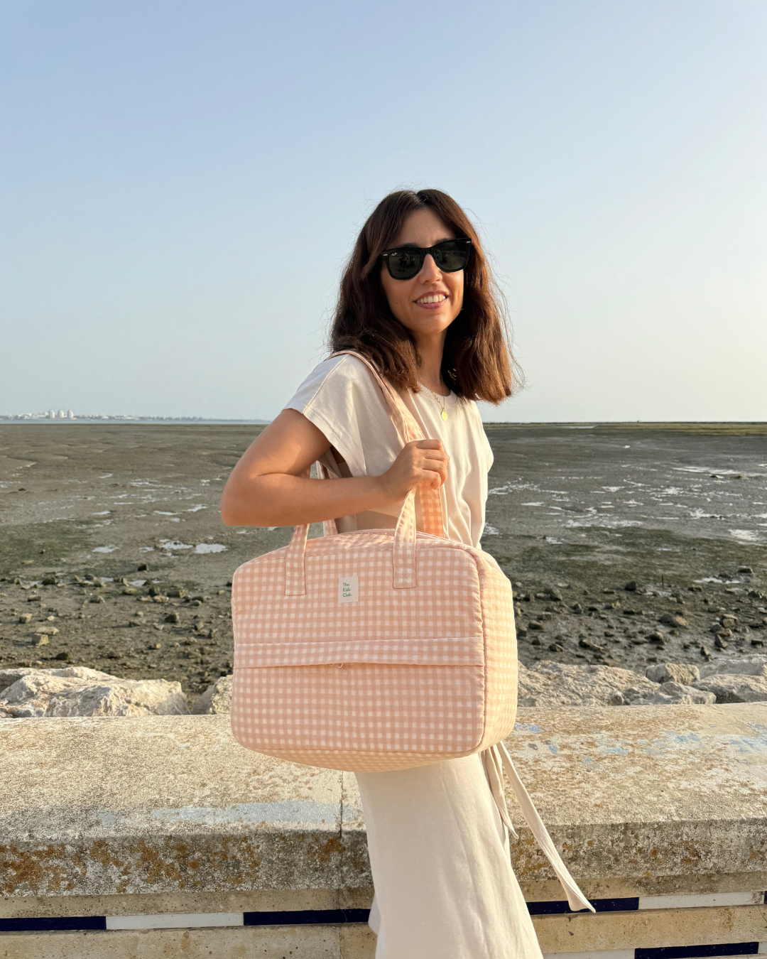 Bolso Shopper Vichy Melocotón - The Kids Club