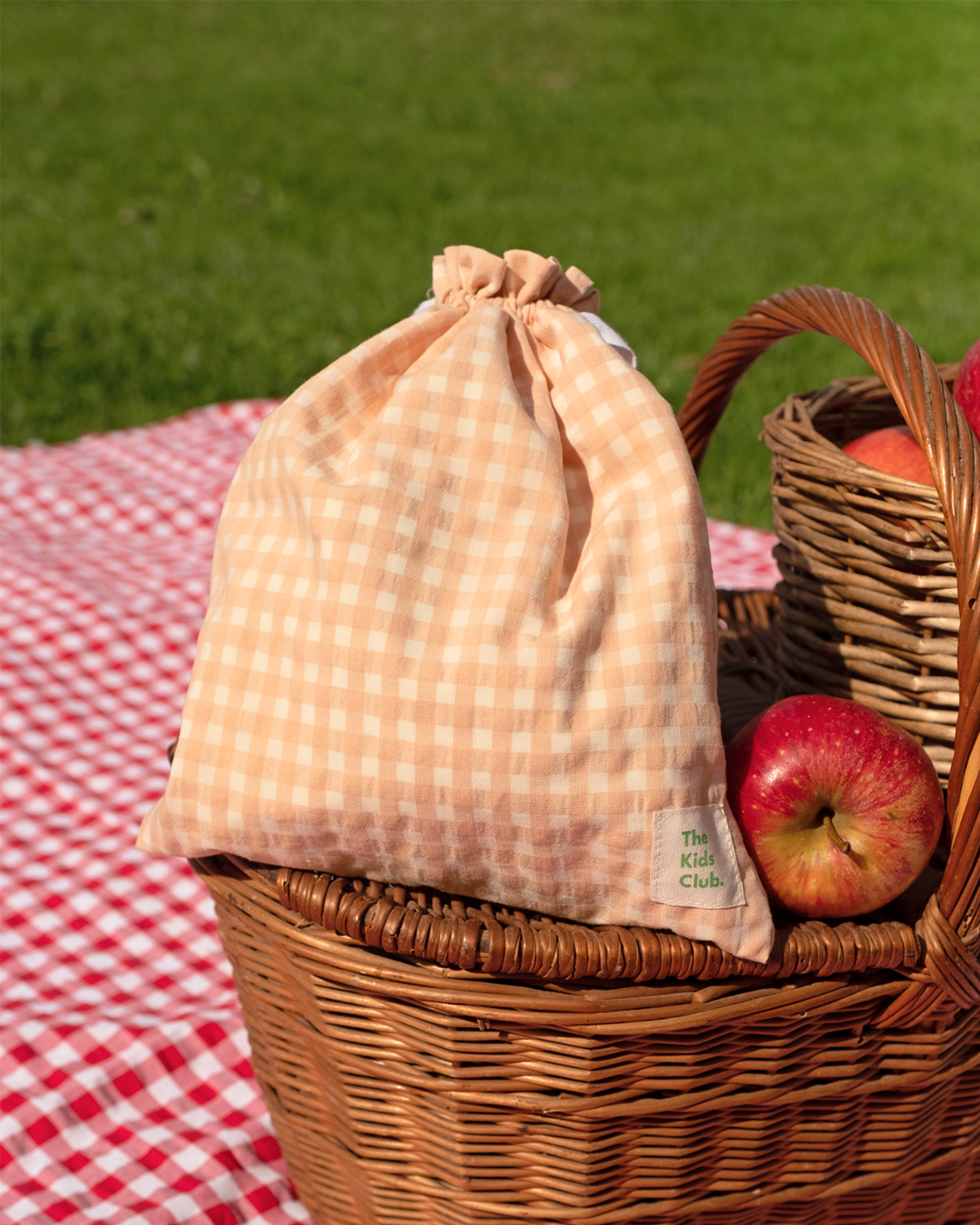 Talega Mediana Vichy Melocotón - The Kids Club