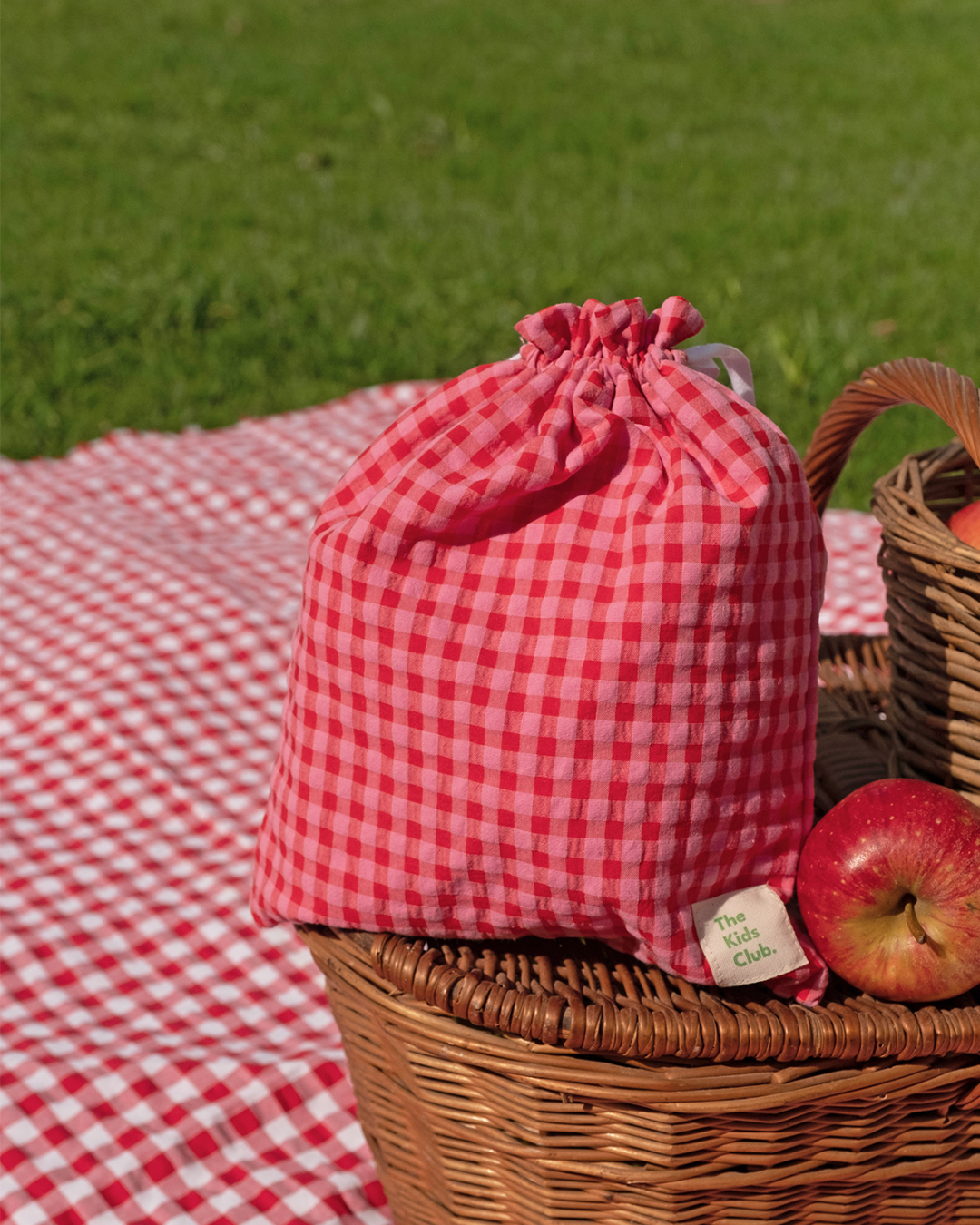 Talega Mediana Vichy Rojo y Rosa - The Kids Club