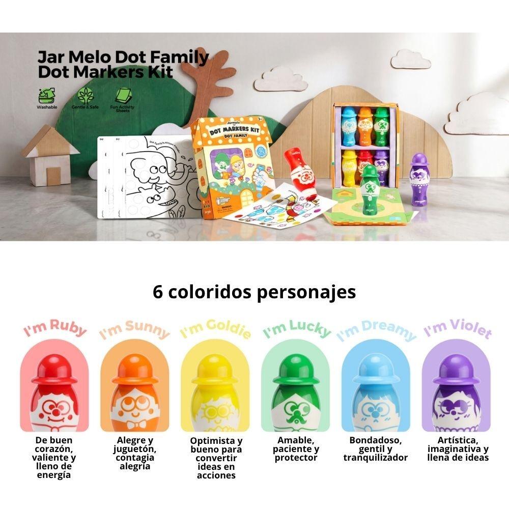 Set creativo 6 marcadores de puntos Dot Family - Lavable - Jarmelo