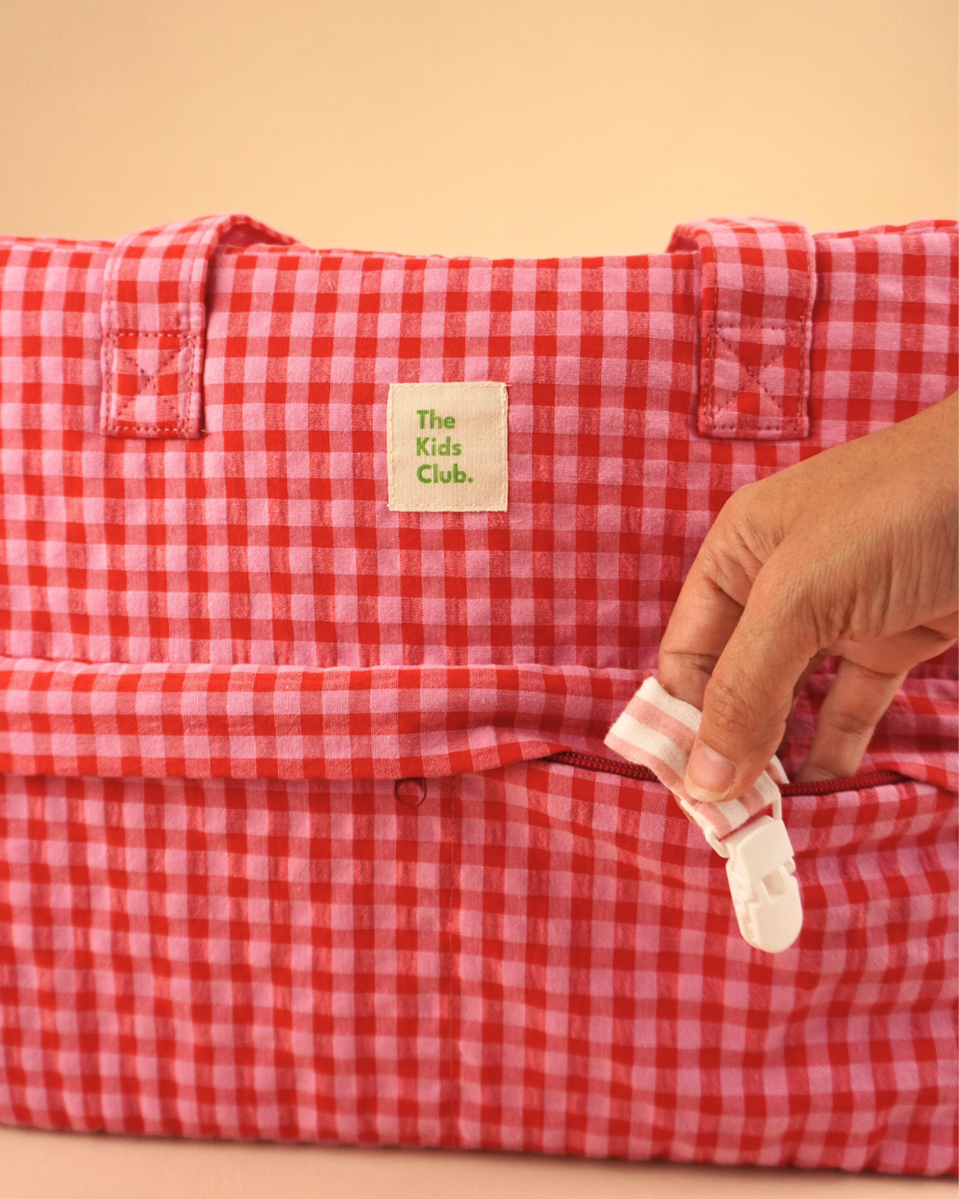 Bolso Shopper Vichy Rojo Rosa - The Kids Club