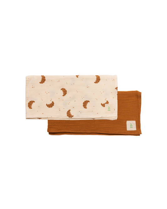 Pack de 2 Muselinas Croissant y Teja 120cm x 120cm - The Kids Club