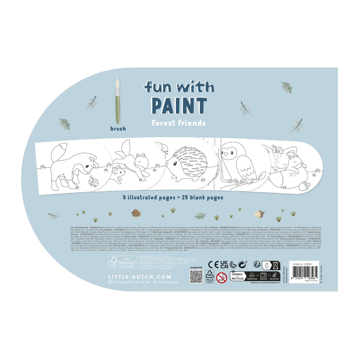 Libro para Colorear con Acuarelas - Forest Friends - Little Dutch - The Kids Club