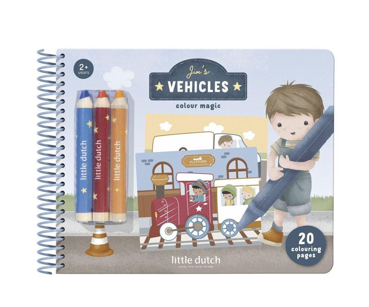 Libro para colorear  - Vehículos - Little Dutch