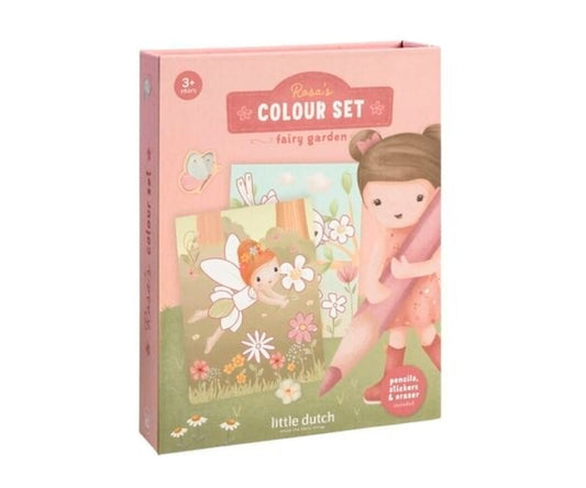 Set para Colorear - Rosa Fairy Garden - Little Dutch