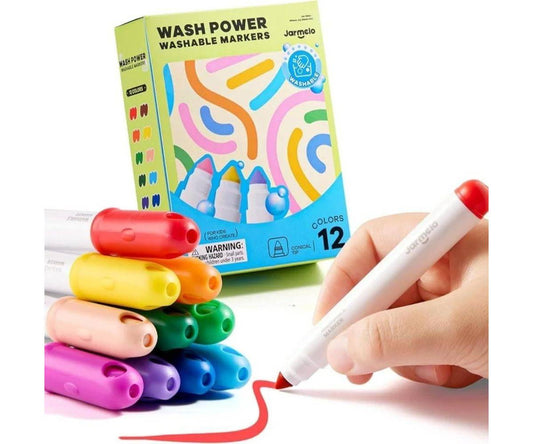 12 Rotuladores a base de agua - EXTRA Lavable - Jarmelo - The Kids Club