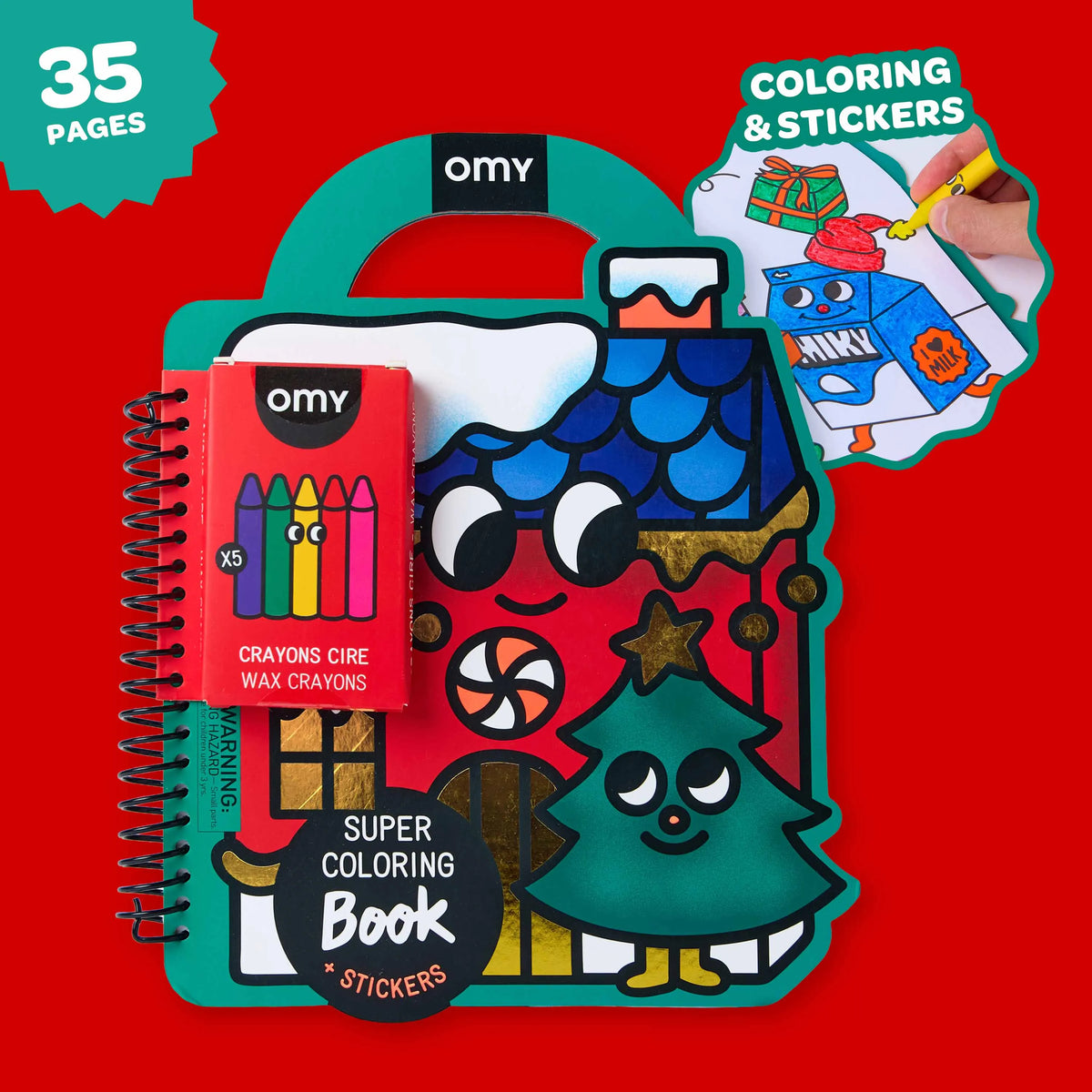Libro de colorear y pegatinas - Navidad - Omy