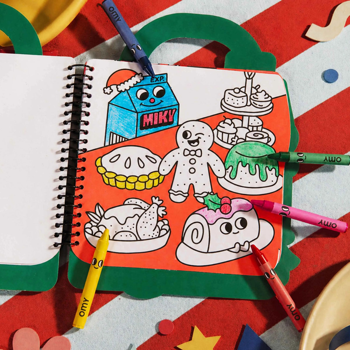 Libro de colorear y pegatinas - Navidad - Omy