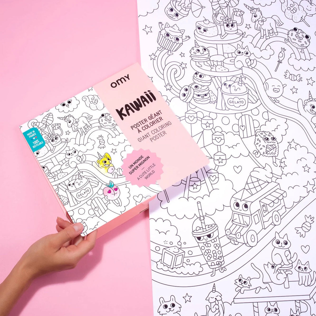 Póster gigante para colorear - Kawaii - Omy