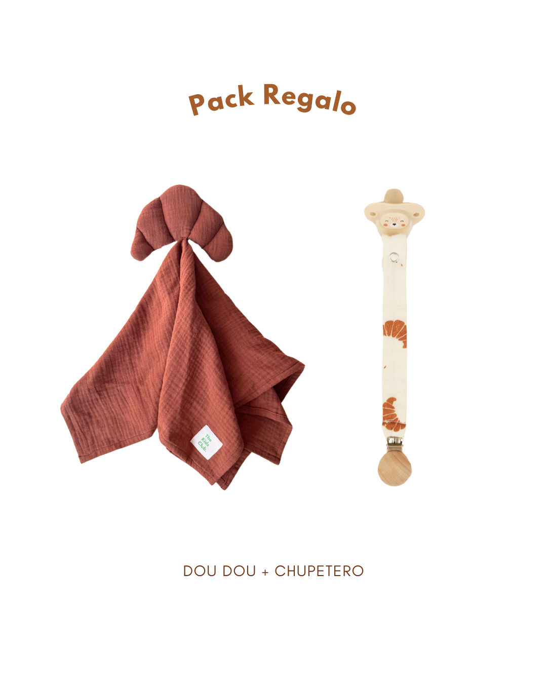 Pack Regalo bebé con Dou Dou y Chupetero – Hecho a mano con algodón orgánico y mucho mimo
