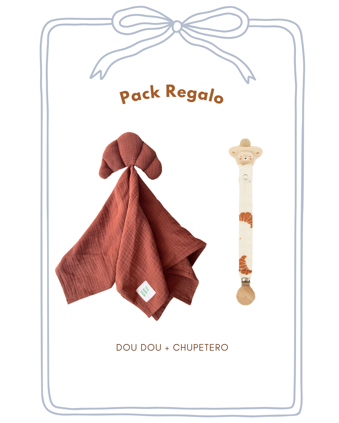 Pack Regalo bebé con Dou Dou y Chupetero – Hecho a mano con algodón orgánico y mucho mimo