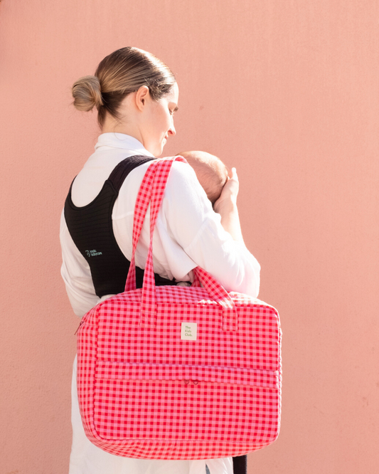 Bolso Shopper Vichy Rojo Rosa