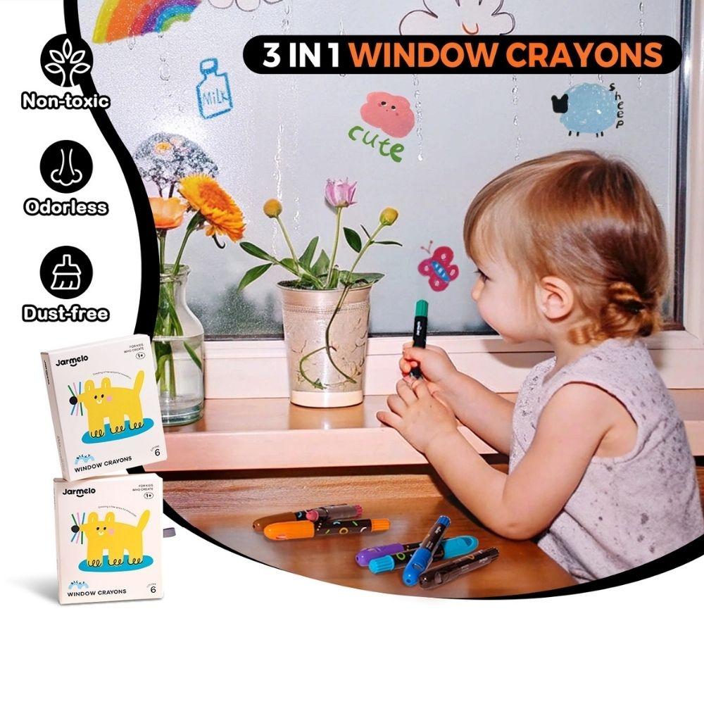 6 Crayones de ventana  - Lavable - Jarmelo - The Kids Club