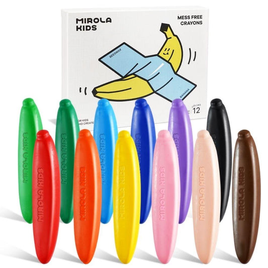 Caja 12 Crayones forma de plátano - Cera de abeja - Jarmelo - The Kids Club