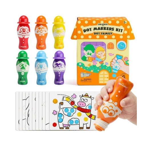 Set creativo 6 marcadores de puntos Dot Family  - Lavable - Jarmelo - The Kids Club