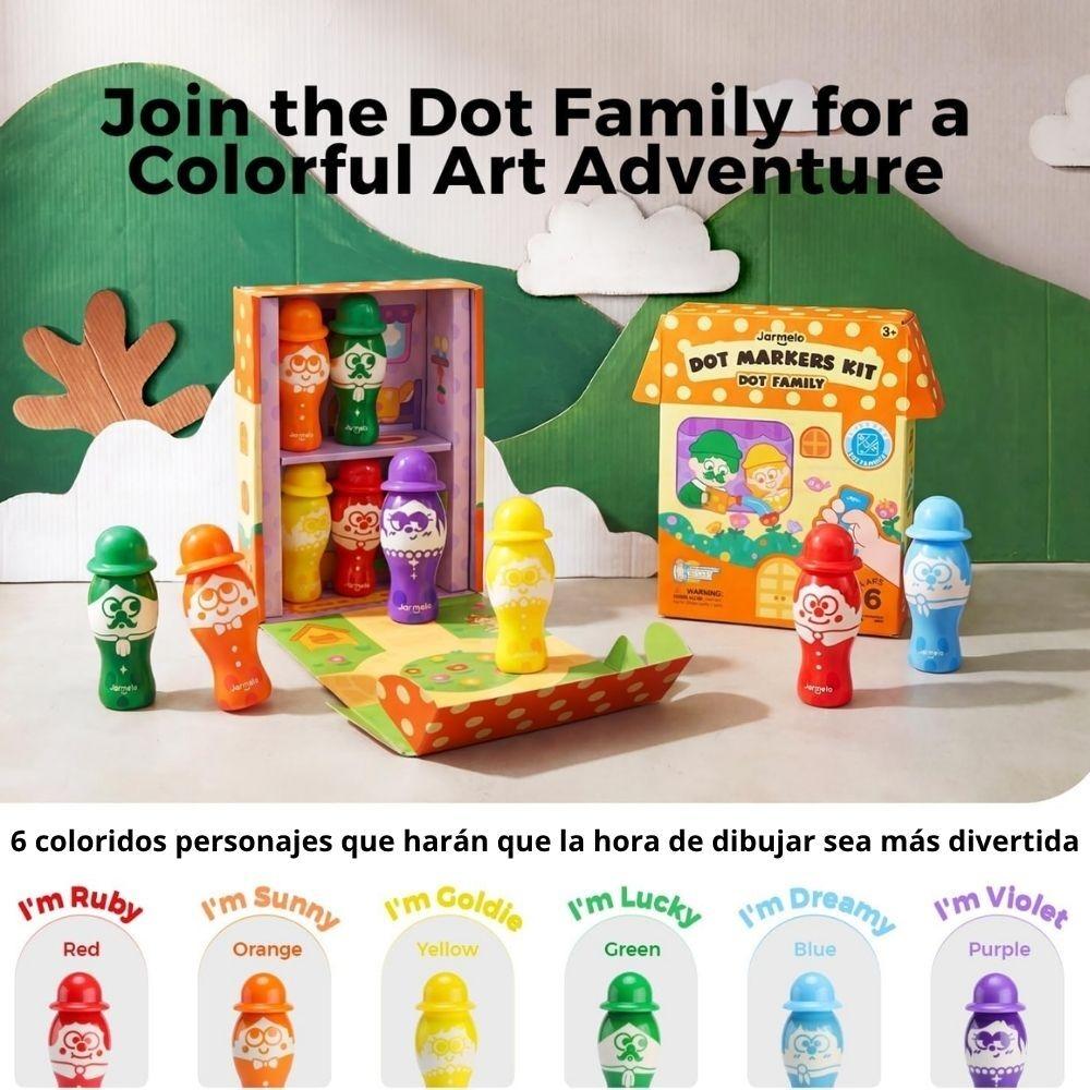 Set creativo 6 marcadores de puntos Dot Family  - Lavable - Jarmelo