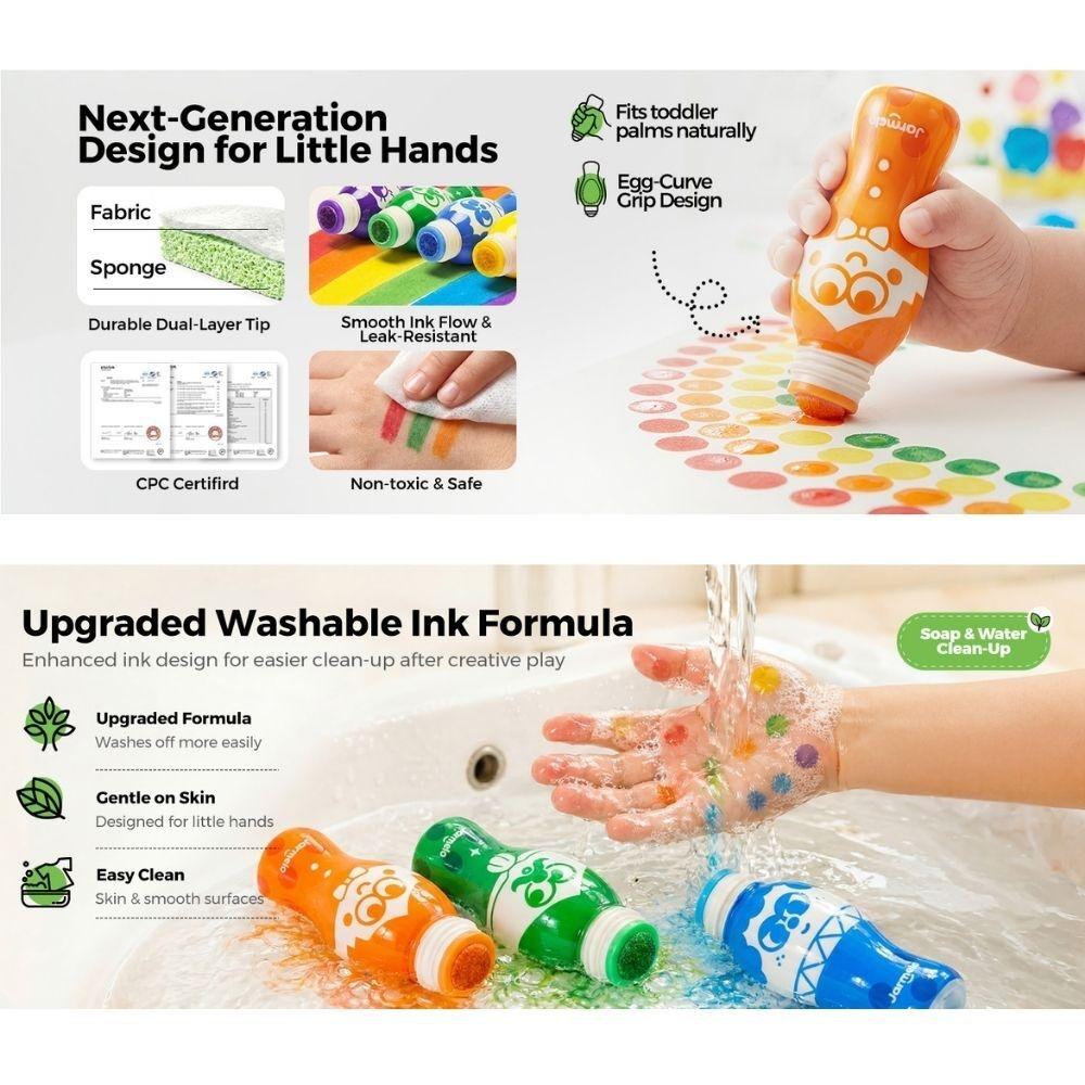 Set creativo 6 marcadores de puntos Dot Family  - Lavable - Jarmelo