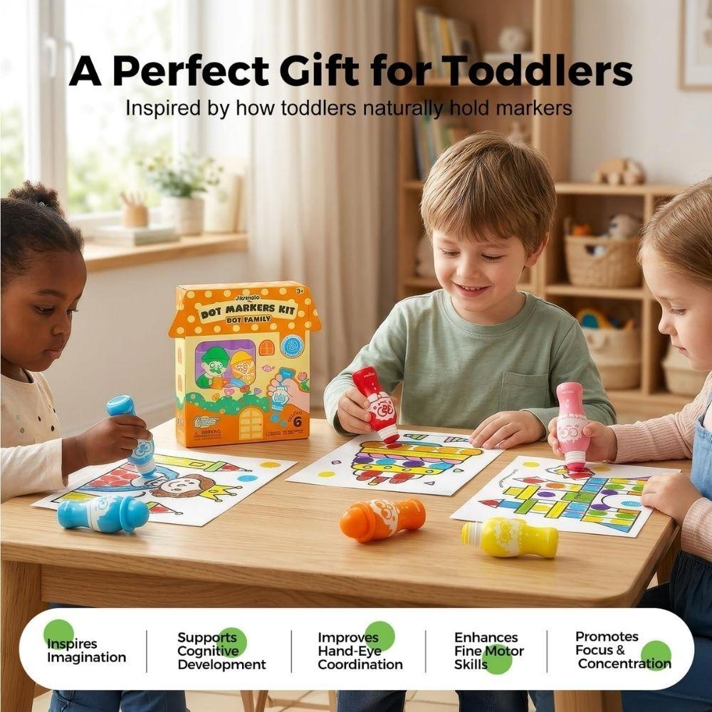 Set creativo 6 marcadores de puntos Dot Family  - Lavable - Jarmelo
