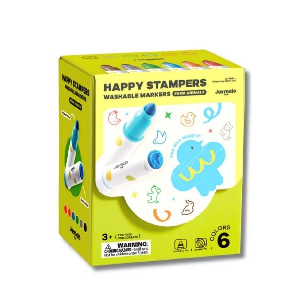 12 Rotuladores + sellos de animales - EXTRA Lavable - Jarmelo - The Kids Club