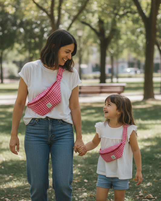Pack Riñoneras Mamá & Kids – Rojo Rosa